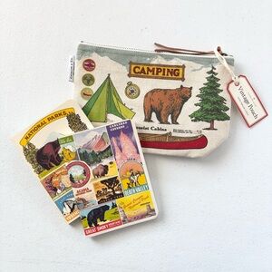 Cavallini Papers Camping Vintage Pouch Bag and Notebook Set of 2